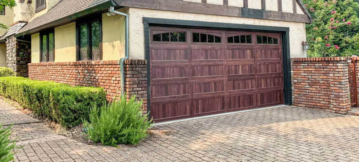 Mahogany carriage house door — heavier custom doors need stronger spring ratings