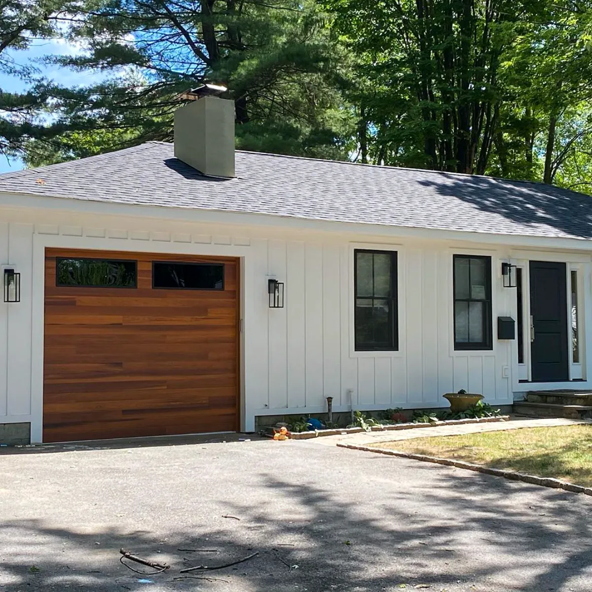 Modern farmhouse door with smart opener — programming takes five minutes when you know how